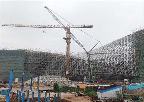 郑州科技馆不锈钢穹顶现场施工